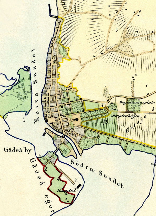 Karta över Härnösand 1857
